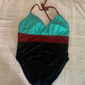 Beach Betty sz L color block swimsuit